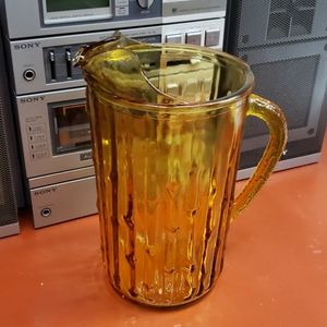 Vintage Glass Pitcher Amber Color